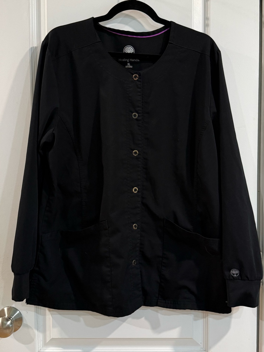 healing hands Black Button-Front Utility Jacket